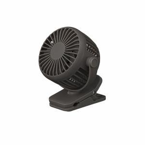 コイズミ KFF-0658/H クリップファン 風量3段階調節 USB type-C充電式 チャコールグレー