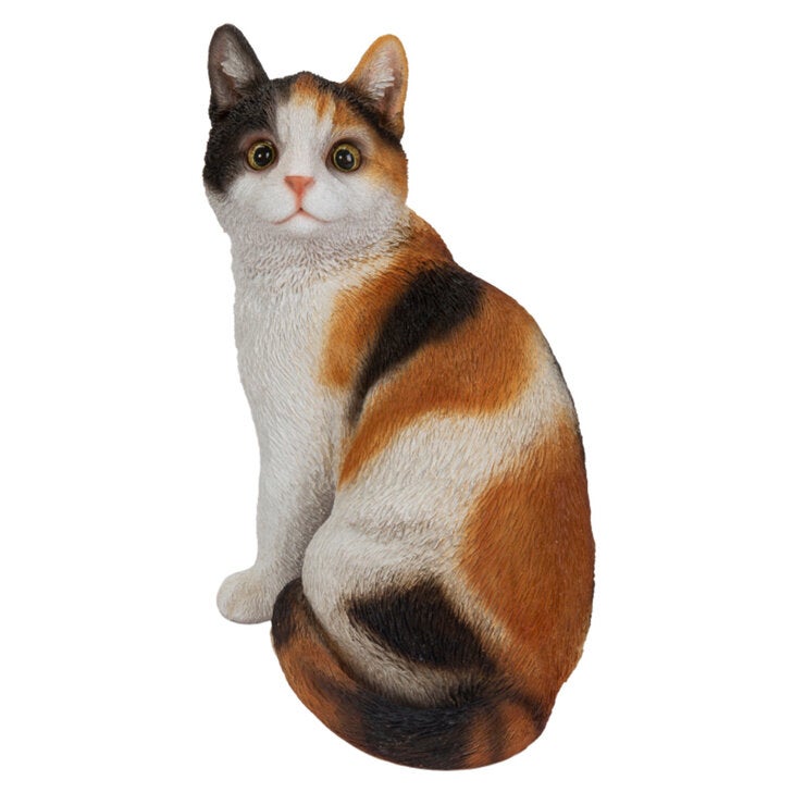 ウービア 振り返る三毛猫の置物 H23027