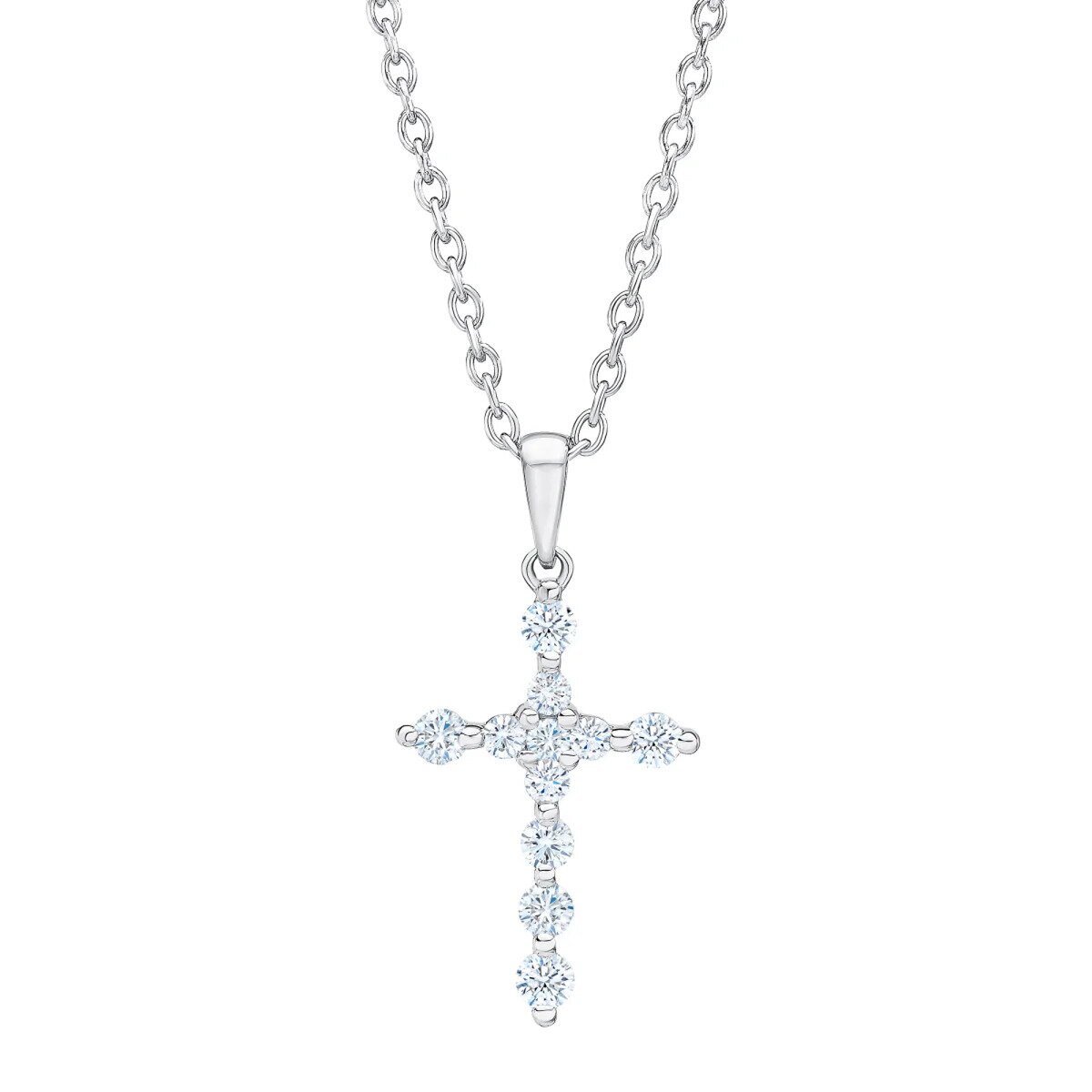 14K ホワイトゴールド 0.43カラット クロス ペンダント