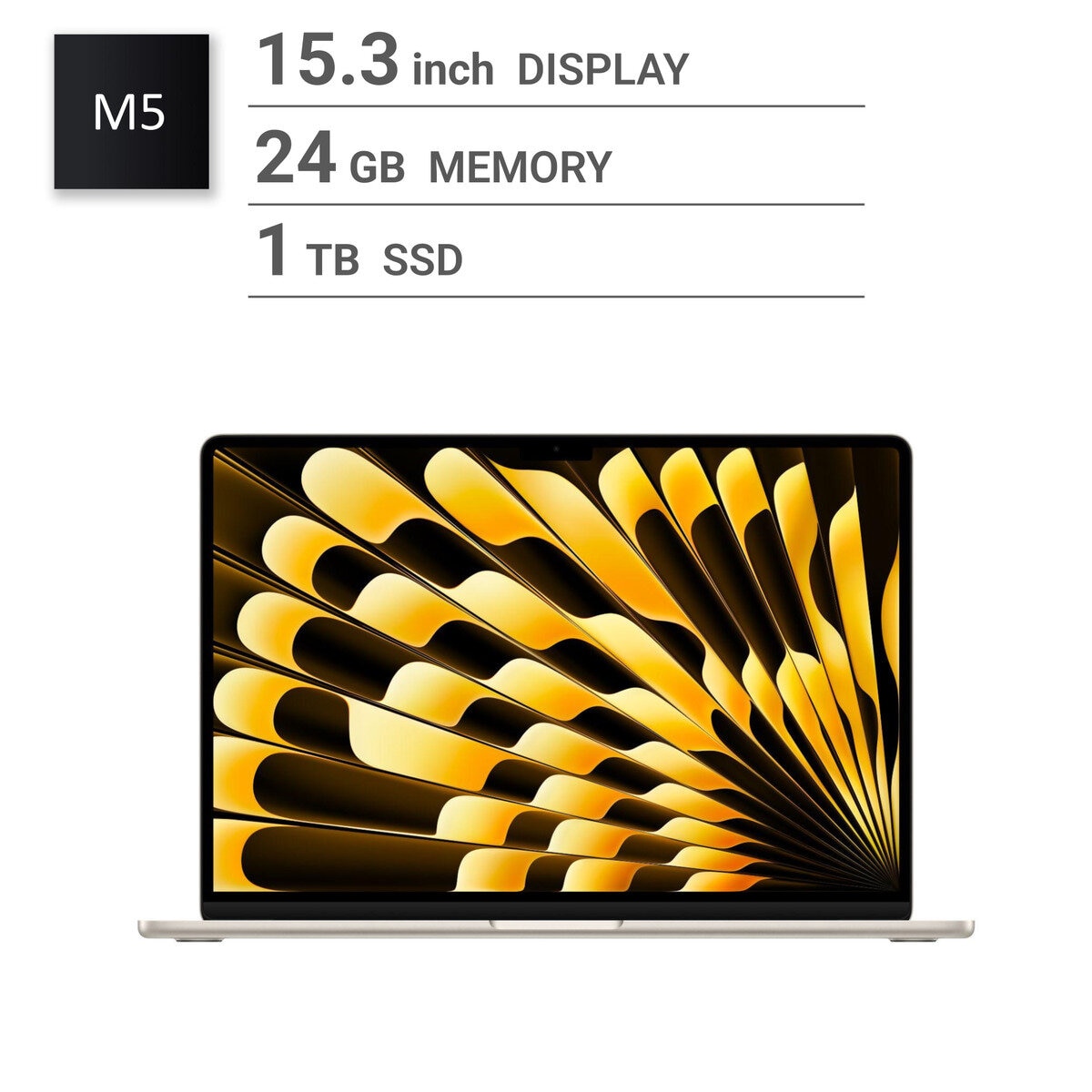 Apple/MacBook Air 15インチ/10コアCPU/ 10コアGPU/M5チップ /24GB/1TB SSD-スターライト