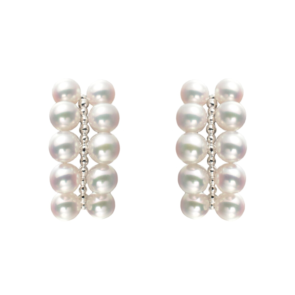 あこやパール 18Kホワイトゴールド W5連ピアス 4mm-4.5mm /SHW0267