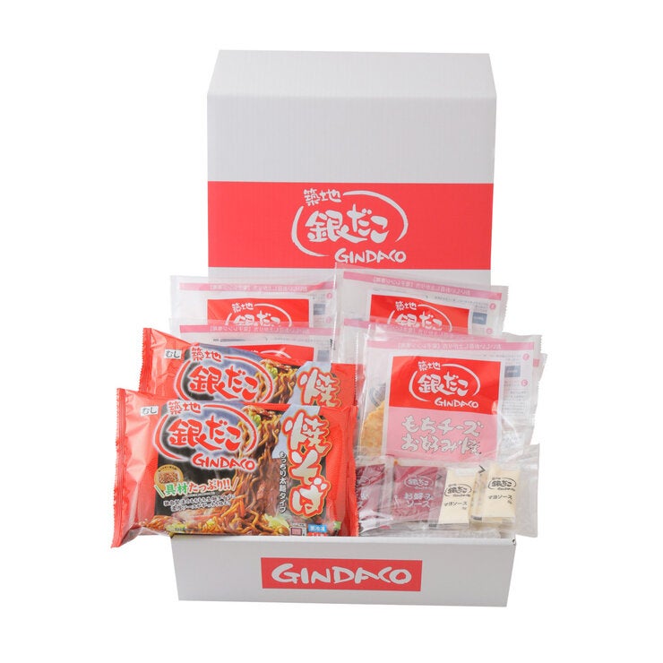 【冷凍】築地銀だこ　お好み焼き もちチーズ　6枚・焼きそば 2パック セット