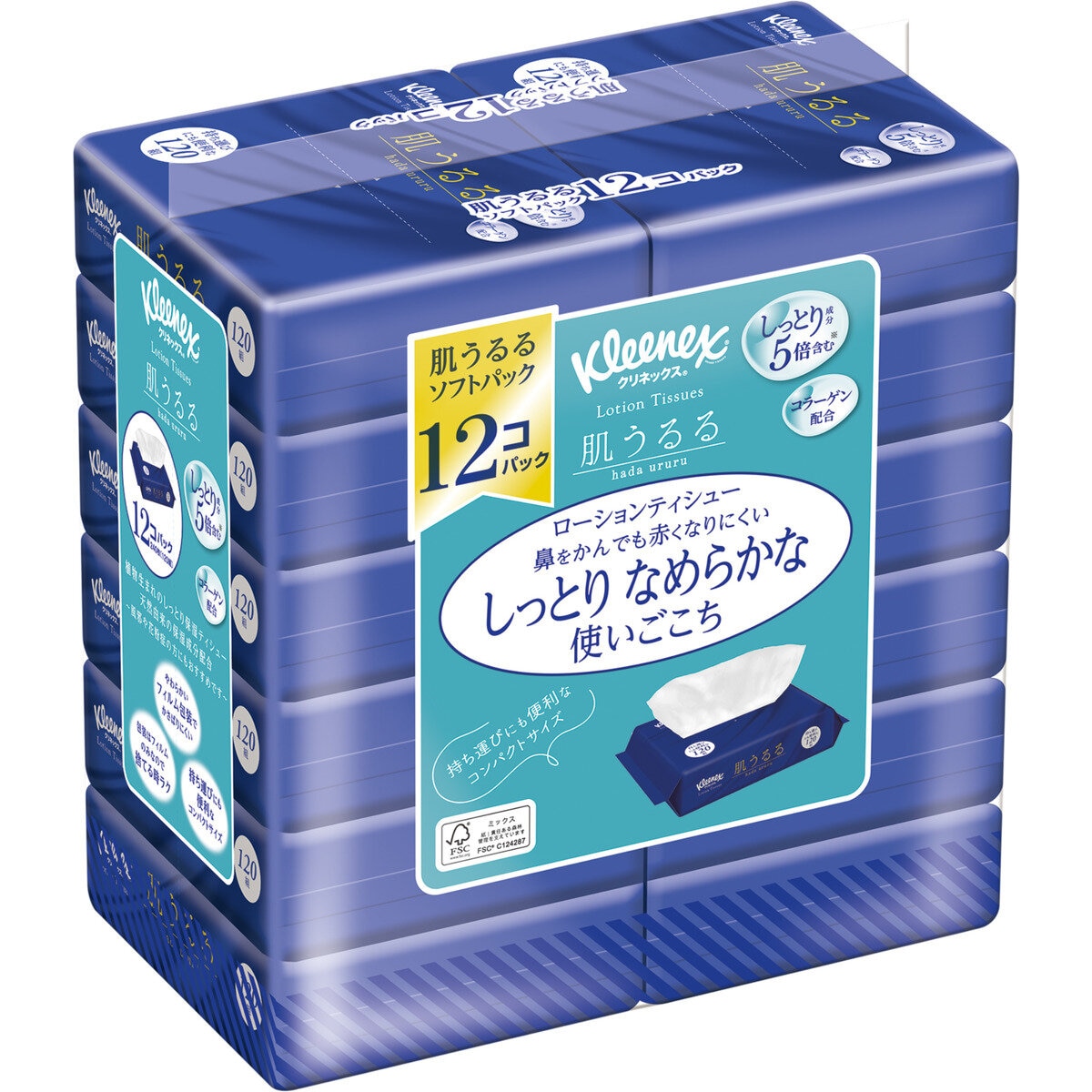 クリネックス 肌うるる ローションティッシュ ソフトパック 120組 x 12パック