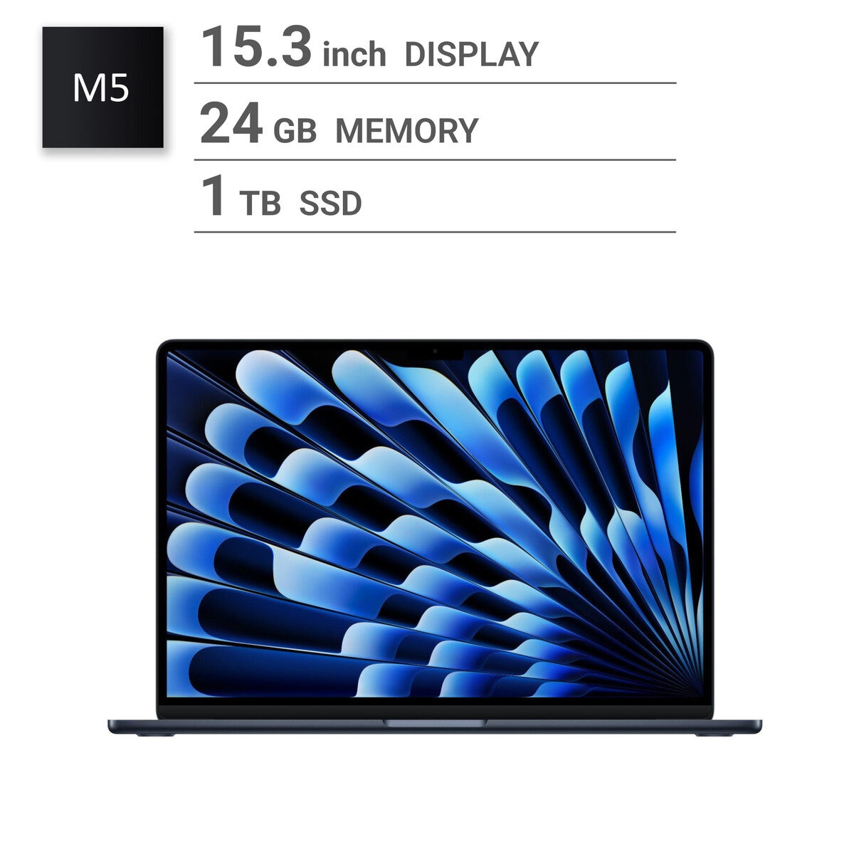 Apple/MacBook Air 15インチ/10コアCPU/ 10コアGPU/M5チップ /24GB/1TB SSD-ミッドナイト