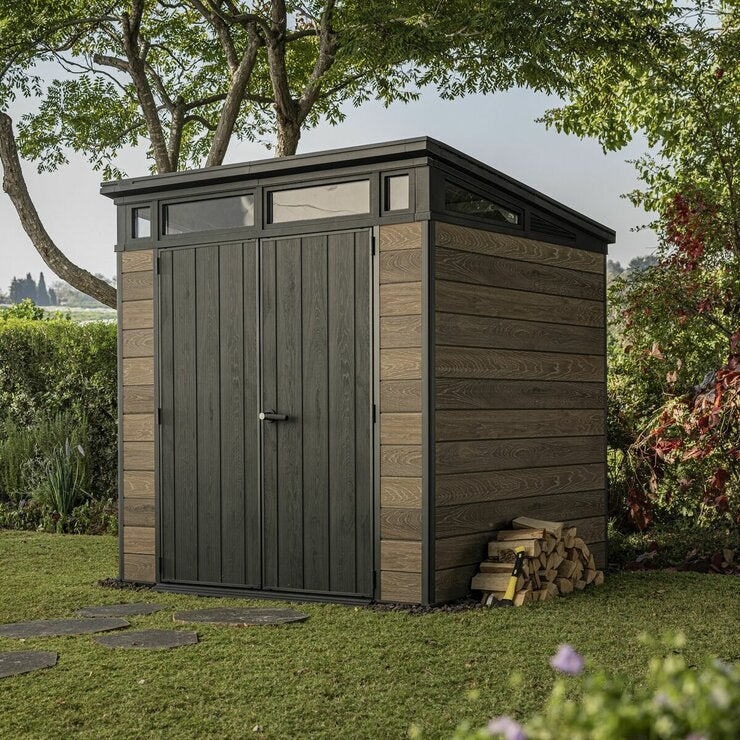 ケター Pent 7 x 7 フィート (2.2 x 2.2m) 屋外用物置 シグネチャー ウォルナット