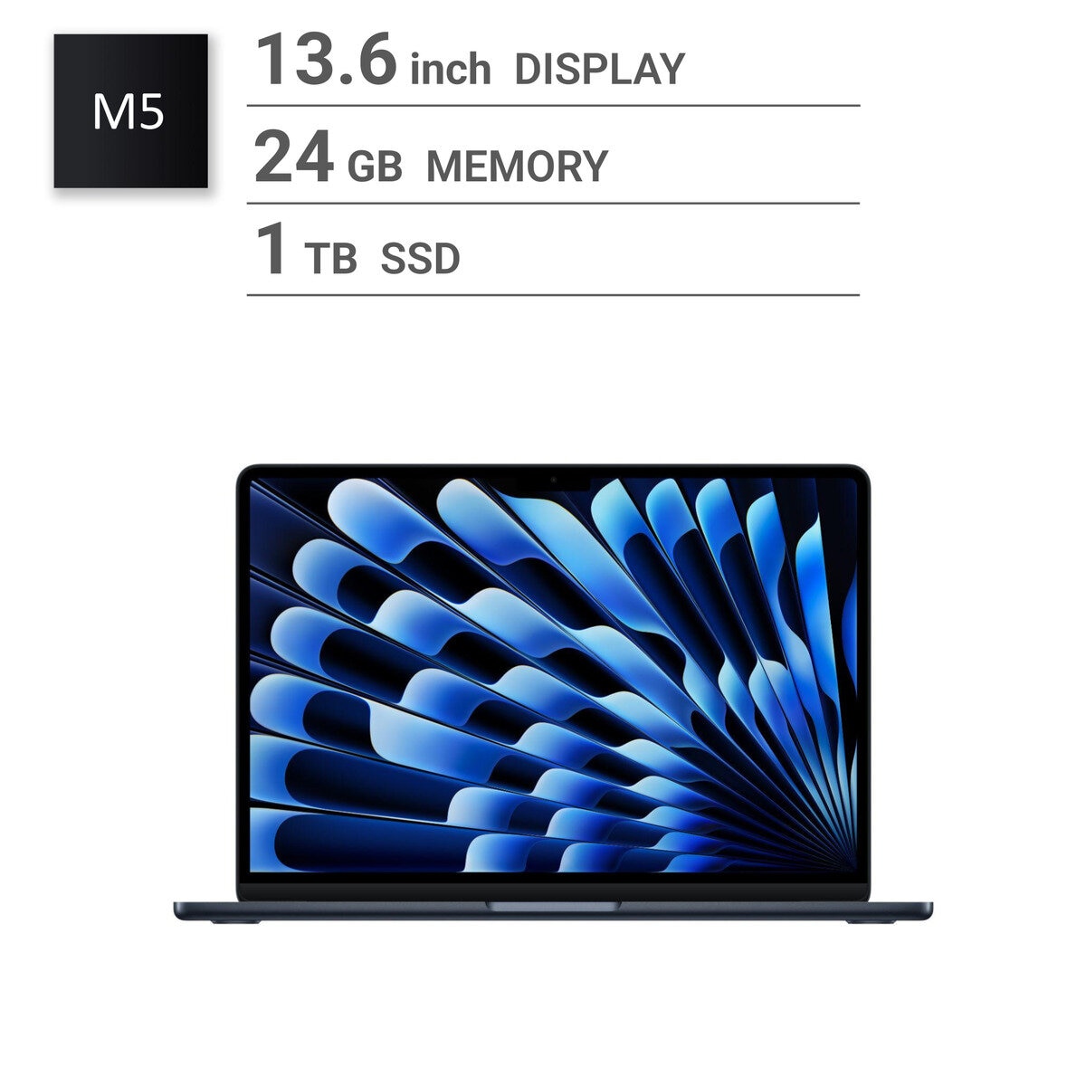 Apple/MacBook Air 13インチ/10コアCPU/ 10コアGPU/M5チップ /24GB/1TB SSD-ミッドナイト